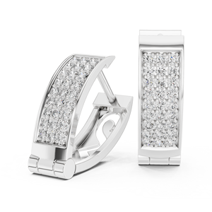 10K <b>White</b> Gold Lab Grown Diamond Multi-Row Huggie Hoop Earrings Rhodium Plated 0.54ct Luxury Modern Design - Product Image 2