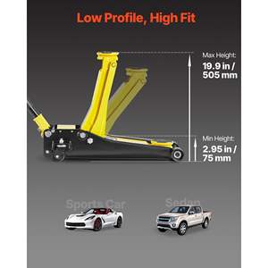 Gato Hidráulico de Perfil Bajo para Carreras, de Acero, 2 Toneladas (4400 Libras), Doble Pistón, Elevación Rápida, 2.95-19.9 Pulgadas, para Autos - Product Image 3