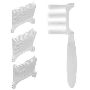 Peigne professionnel détachable blanc dégradé à long manche pour tondeuse à cheveux plate, idéal pour la coiffure et le style des barbiers - Product Image 1
