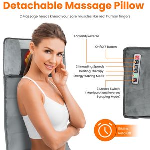 Almohadilla de Masaje Eléctrica de Cuerpo Completo con Vibración y Calor, Cojín de Masaje para Espalda y Cuello, Alfombrilla para Silla y Colchón - Product Image 5