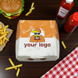 Low Price Customized Eco-Friendly Biodegradable Disposable Hamburger Packaging Food Grade Corrugated Paper Fast Food <b>Box</b> - Product Image 1