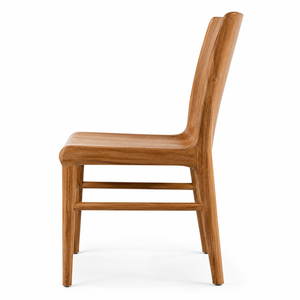 Silla de Comedor Contemporánea de Madera de Teca Sólida con Respaldo Ergonómico para Hogar, Oficina, Villa, Hotel y Parque - Product Image 3