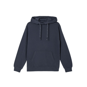 Sudadera con Capucha para Mujer, Color Azul Marino, Tejida en Algodón y Fibra de Bambú, Manga Larga con Bolsillos, para Otoño - Product Image 3