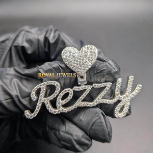 Custom Name Pendant MoissaniteDiamond <b>Charm</b> Heart Letter Necklace 925 <b>Silver</b> Jewelry Gift party - Product Image 1