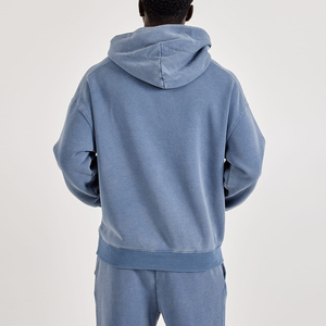Custom Logo Blue Hoodie Wholesale Bulk Cotton Pullover Sweatshirt <b>Men</b> Women Streetwear Oversized Hoodies Private Label - Product Image 4