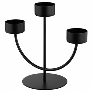 Ensemble de 3 bougeoirs décoratifs en fer noir, supports à bougies en métal pour centres de table de mariage et décoration intérieure - Product Image 4