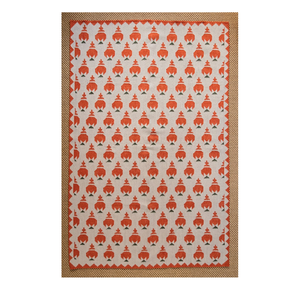 Tapis en laine tissé plat à pois orange, vert et crème, tapis de sol décoratif en laine tissé à la main à motif de points - Product Image 3