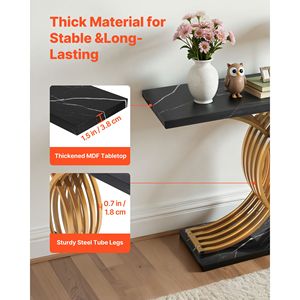 Modern 39-Inch <b>Gold</b> <b>Console</b> <b>Table</b> Narrow Long Sofa Accent Stand Wood Rectangle Entrance Desk for Home Use Behind Couch - Product Image 5