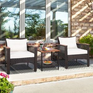 Set di Mobili da Giardino in Rattan 3 Pezzi con Piano in Legno di Acacia - Product Image 4
