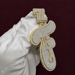 <b>Initial</b> Letter F Hip Hop Pendant White Gold Moissanite Personalized Gift His Alphabet <b>Necklace</b> Charm Minimalist Jewelry <b>Men</b> - Product Image 2