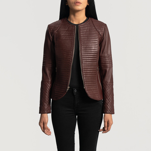 Veste d'hiver matelassée respirante en cuir véritable pour femme, best-seller, avec logo et couleur personnalisés, matériau de haute qualité - Product Image 5
