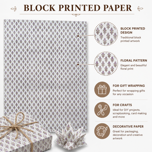 Handmade Block Printed Paper Floral Pattern Decorative Craft Paper for Gift Wrapping <b>Scrapbooking</b> DIY - Product Image 6