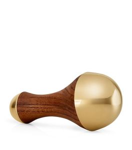Kansa Metal Wand Massager for Face/Body/Foot/Neck Double-Sided Bronze Caps Wooden Handle Manual-<b>Wired</b> <b>Control</b>-Craft Emporium - Product Image 3