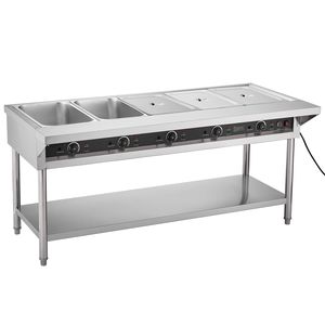 Scaldavivande Elettrico a 5 Scomparti con Controllo Temperatura Indipendente 750W in Acciaio Inox per Buffet e Catering - Product Image 5