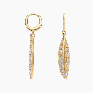 Boucles d'oreilles pendantes en or jaune pour femmes, serties de diamants ronds taille brillant, luxe pour tous les jours - Product Image 4