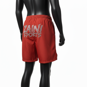 Pantalones cortos cortavientos para hombre, ligeros, de tela de nailon y poliéster, diseño de paneles laterales con logotipo de transferencia térmica, pantalones cortos para hombre de secado rápido - Product Image 5