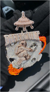 Colgante de Hip Hop Personalizado, Colgante Redondo con Incrustaciones de Moissanita, Cadena Cubana para Hombre, Plata 925, Colgante con Inicial de Letra y Diamantes - Product Image 3