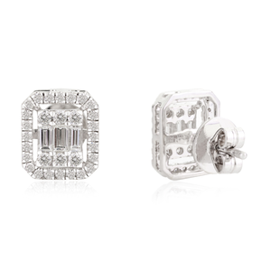 14K White Gold IGI Certified Natural Diamond & Pearl Statement <b>Earrings</b> - Product Image 5