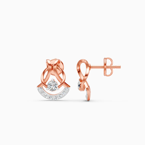 Pendientes de botón con nudo redondo y diamantes cultivados en laboratorio de 0.24 quilates en oro rosa, amarillo y blanco de 14 quilates - Product Image 2