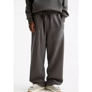 Survêtement unisexe à capuche de couleur unie 100 % coton, coupe ample, décontracté, avec poches latérales, taille élastique, style automne - Product Image 3