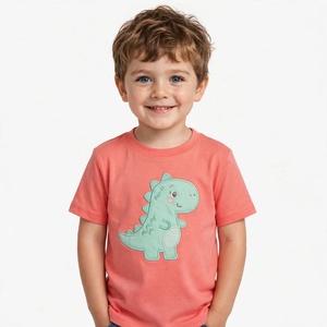 <b>Cute</b> Dinosaur Printed Boy's Short Sleeve <b>T</b>-<b>Shirt</b> O-Neck Casual Cartoon Front Green Cotton Jersey Top <b>T</b> <b>Shirt</b> For Boy Kids - Product Image 4
