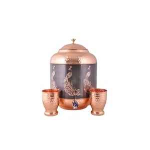 High Quality Enamel Printed Copper Water <b>Dispenser</b> Decorative Water Storage Vessel with Tap Ideal for Kitchen Dining Hospitality - Product Image 2