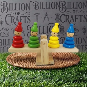 Jeu d'équilibre en bois coloré, jouet éducatif précoce, balance de clown - Product Image 1