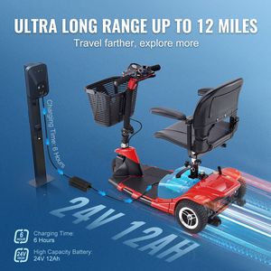 Scooter de Movilidad Plegable de 3 Ruedas de Alta Resistencia para Adultos y Personas Mayores, Scooter Eléctrico para Discapacitados con Alcance de 12 Millas - Product Image 4