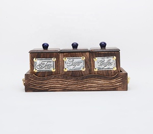 Wholesaler Set 3 Mango Wood Typographic Storage Containers Food <b>Spice</b> Honey Container Free Logo Technique Pizza Compatible - Product Image 2