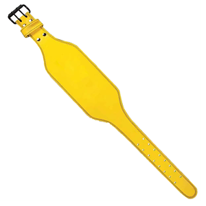 Ceinture de musculation en cuir jaune vif, ceinture d'entraînement personnalisée pour la salle de sport avec soutien lombaire rembourré pour une force maximale en powerlifting - Product Image 2