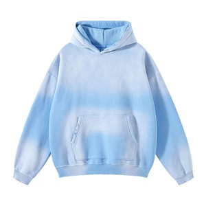 เสื้อฮู้ดย้อมสีแบบกำหนดเอง ขายส่ง เสื้อพูลโอเวอร์ผู้ชายไซส์ใหญ่ ผ้าฝ้ายฟลีซ สตรีทแวร์ ราคาโรงงาน - Product Image 5