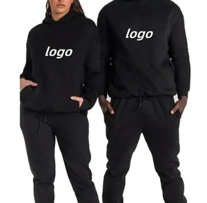 <b>Men</b> & Women Sweat Suit Set Hooded Sweatshirt and <b>Tapered</b> <b>Jogger</b> Pants Comfortable Casual Loungewear OEM Custom Logo Wholesale - Product Image 1
