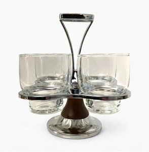 Support élégant en bois et métal pour verres, miroir poli, idéal pour la maison, l'hôtel, l'organisation de la vaisselle - Product Image 4