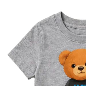Camiseta Gris de Manga Corta con Cuello Redondo para Niños Pequeños, Informal, para el Día a Día, para la Escuela, Ropa Cómoda para el Uso Diario - Product Image 4