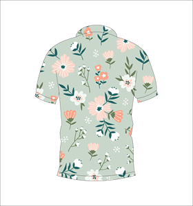 เสื้อโปโลพาสเทลทรอปิคอลแบบกำหนดเอง ระบายอากาศได้ดี น้ำหนักเบา เหมาะสำหรับทีมกอล์ฟ แขนสั้น พิมพ์ลายดอกไม้ด้วยเทคนิค Sublimation เสื้อผ้าสำหรับออกกำลังกาย - Product Image 6