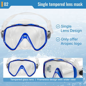 Máscara de Buceo de Lente Única Aropec con Correa Elástica Cómoda, Máscara de Snorkel de Vidrio Templado Antivaho para Natación, OEM/ODM - Product Image 3