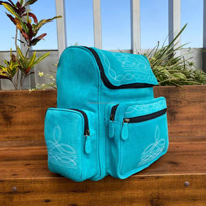 กระเป๋าใส่แล็ปท็อปหนังแท้อเนกประสงค์มีที่ใส่ผ้าอ้อมหนังนิ่มสีเทอร์ควอยส์ตะเข็บดีไซน์ใหม่ - Product Image 2