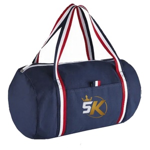 5 Sports Gym Duffel <b>Bag</b> <b>Navy</b> Blue with Red White Stripes Zipper Closure Unisex Casual Fitness <b>Bag</b> 30-40L Capacity - Product Image 5