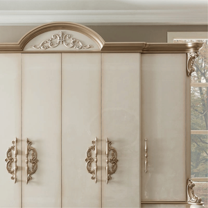 Armario de Madera Maciza de Estilo Victoriano Clásico Premium, Color Crema Marfil, Armario Minimalista de Lujo, Muebles de Dormitorio Personalizados - Product Image 6