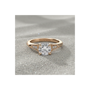 Anillo de Compromiso con Diamante Cultivado en Laboratorio, Chapado en Oro Rosa de 14K, Corte Redondo, Estilo Vintage, Anillo de Novia con Certificado - Product Image 1