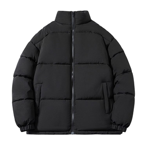 Veste d'hiver décontractée à capuche en duvet bleu de qualité supérieure, coupe régulière, fermeture éclair, couleur unie, coupe-vent - Product Image 3