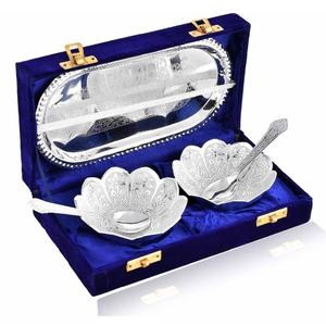 Bol avec cuillère en relief plaqué or et argent Fruits secs Dessert Bol de service Pendaison de crémaillère Noël Retour Articles cadeaux - Product Image 4