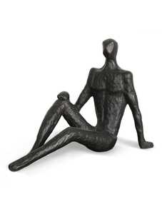 Handmade Dark Gray Man Sculpture Sitting Figurine Brass Aluminum Abstract Art <b>Decor</b> for Living Room - Product Image 1