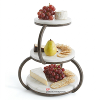 Support à gâteau de luxe à 3 niveaux en métal et marbre, élégant présentoir à cupcakes pour table de desserts de mariage et décoration de thé de l'après-midi