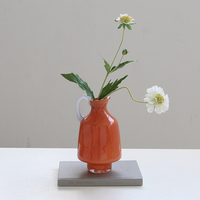 Vases en verre soufflé à la bouche Bixuan Modern, blanc brumeux, beige, orange, avec poignée, porte-fleurs, centre de table ludique pour mariage
