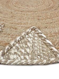 Alfombra Redonda de Yute Natural Hecha a Mano, Diseño Geométrico, Estilo Bohemio, Pelo Corto, Ecológica, Decoración para Sala de Estar - Product Image 4