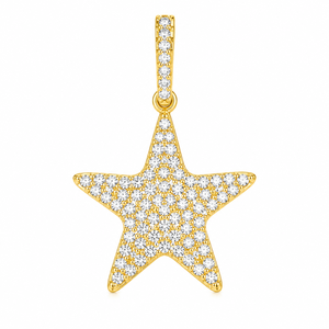 Pendentif tendance scintillant en or 10K avec diamants naturels, étoile de David glacée, triangles et bouclier, bijoux personnalisés de style hip-hop - Product Image 1
