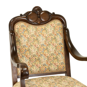 Sillón Antiguo Tallado en Madera de Teca Sólida de Alta Calidad con Acabado Marrón Oscuro y Tapicería para Uso en Interiores - Product Image 4