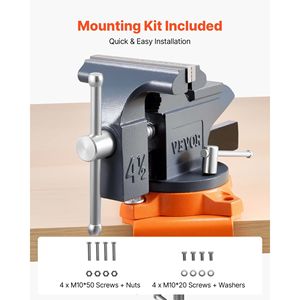 Morsa da banco portatile da 4,5 pollici con base girevole a 270 gradi, morsetto rotante a sgancio rapido, costruzione in ghisa - Product Image 6