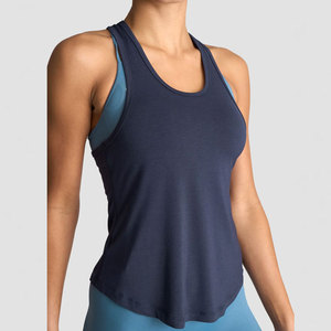 <b>Ladies</b> Curved Hem Loose Fit Plus Size Sleeveless Breathable Summer Wear Gym Clothes <b>Tank</b> <b>Top</b> Quick Dry Activewear Plain Set - Product Image 6